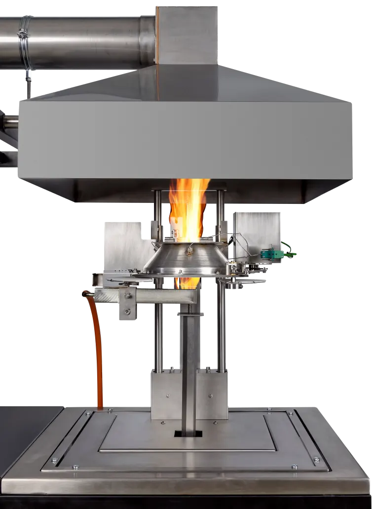Cone Calorimeter measuring the reaction of fire to a piece of material